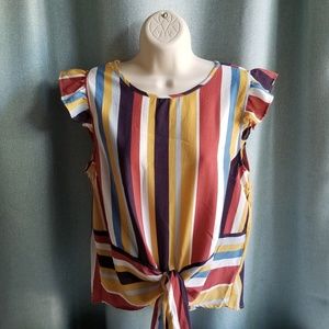 Colorful Retro Striped Sleeveless Top